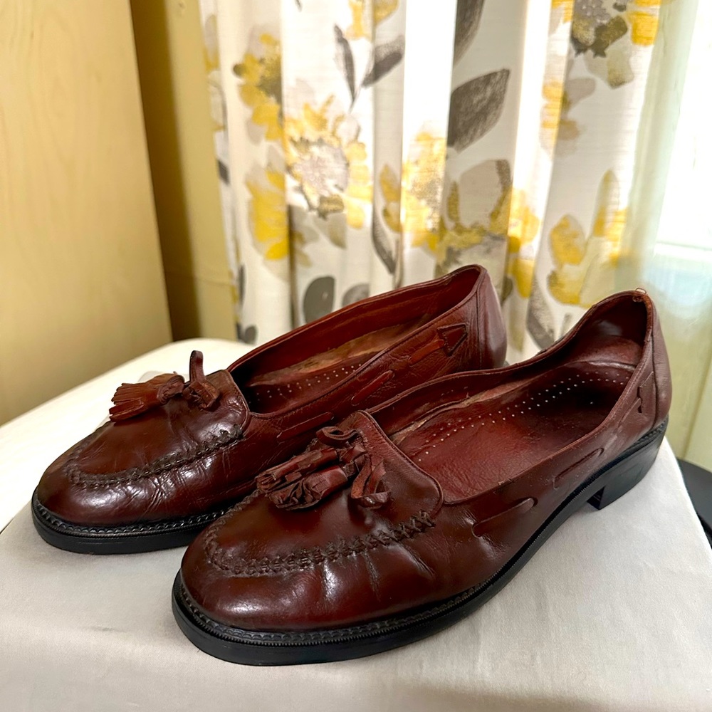 Mens Burgundy Leather Slip On Loafers